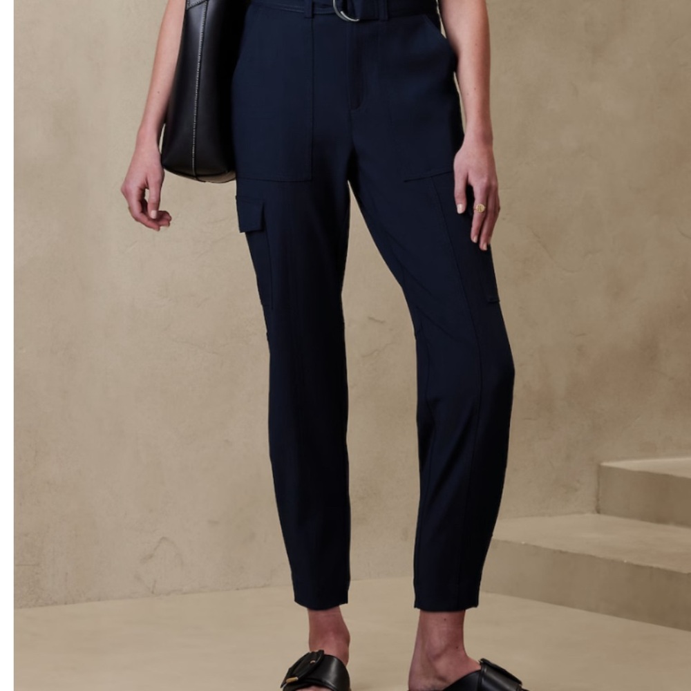 NWT, Banana Republic Stretch Knit Cargo Utility Pant, Navy, 16 Tall, 29.5” IS